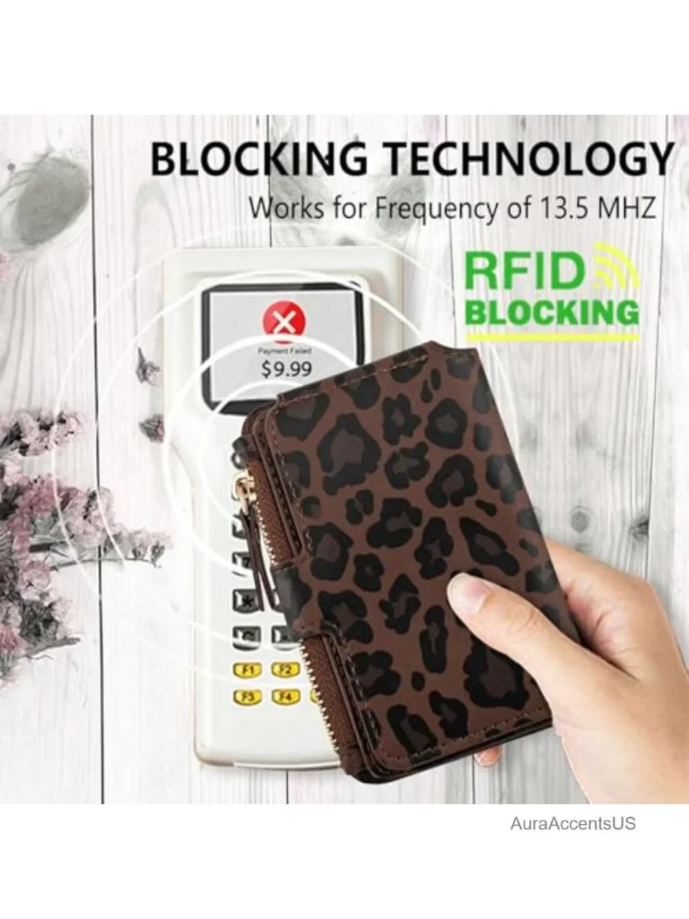 RFID Blocking Keychain Wallet with Leather Wrist Strap, Card Holder with Zipper